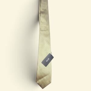 Hugo Boss Yellow Geometric Embossed Silk Tie Made in Italy NWT
